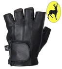 Black Fingerless Quality Leather Palm in Gel Gloves For Motorcycle Biker Riding