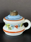Antique Finger Oil Lamp Base Handpainted Milk Glass Cottagecore Grandmacore