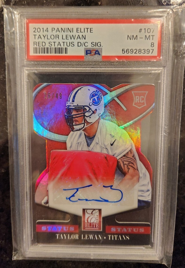 Taylor Lewan Panini Elite #107 Red Status Die-Cut Signatures