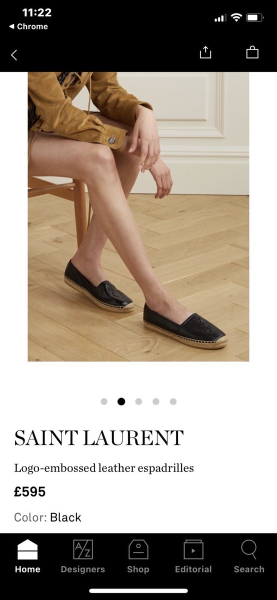 Womens Saint Laurent Logo-embossed leather espadrilles Size 36