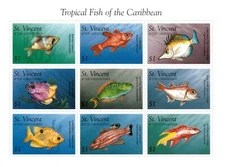 St. Vincent 1996 - SC# 2333 Tropical Fish of Caribbean - Sheet of 9 Stamps - MNH
