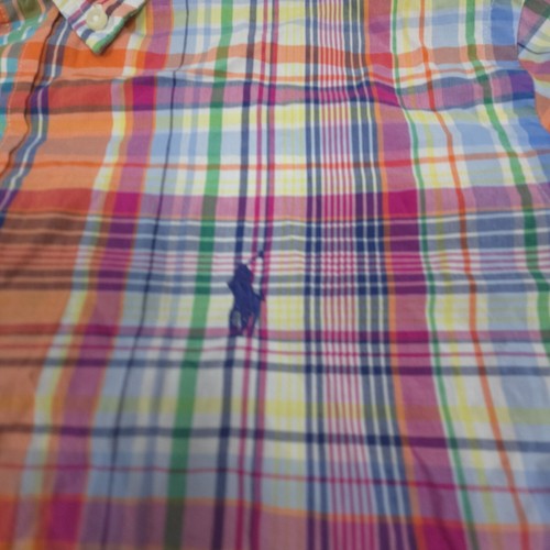 Ralph Lauren Shirt Mens SMALL Orange long Sleeve Button Up madras Size S - Picture 3 of 9