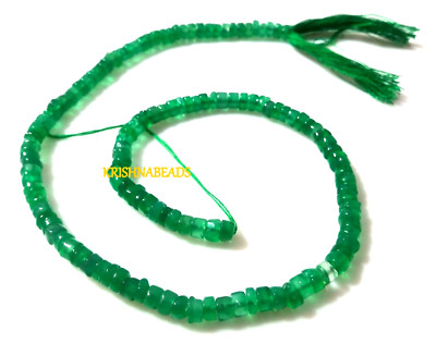 1 Strand Natural Green Onyx 5-5.5mm Tyre Wheel Smooth Gemstone Beads 13''Inch