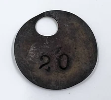 Early Coal Miners Brass Tag Tool Pit Check Time Mining Token #20