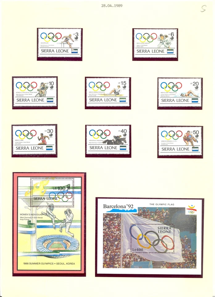 SIERRA LEONE -1987/2016 -28 ST. + 13 x BLOCK/SHEETS =OLYMPICS- SPORT- ** MNH VF  - Image 2 of 4