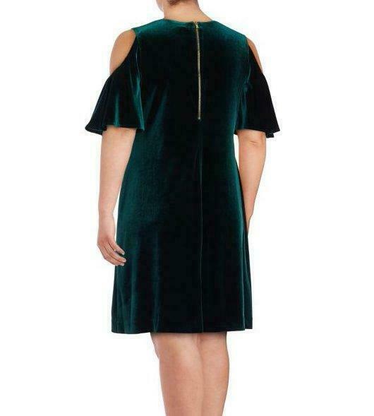 Calvin Klein Womens Green Velvet Cold Shoulder Cocktail Dress Plus 18w