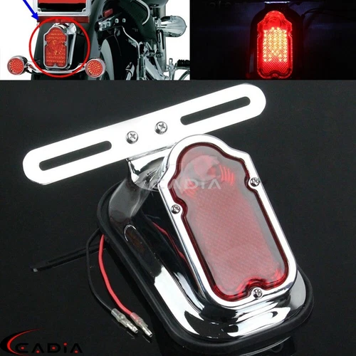 Tombstone Rear Tail Light License Plate Lamp For Harley Bobber Chopper Cruiser