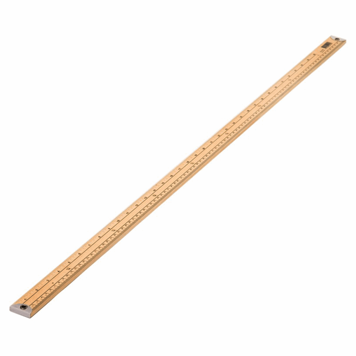 Wooden Metre Ruler / Stick Metric & Imperial Measurements Brass Ends ...