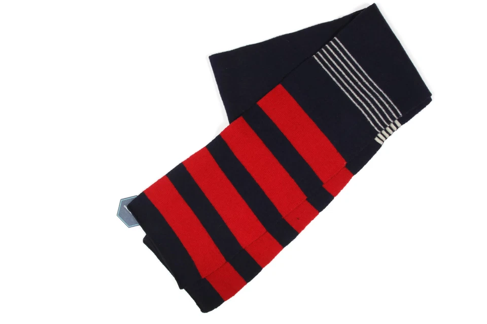 JONATHAN ADLER Azul Marino Rojo Rayas Lana Bufanda Guante Sombrero Gorro Conjunto/018 Foto 4 de 4