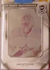 Jake Oettinger 2020-21 UD The Cup Rookie Masterpieces Printing Plate RC 1/1