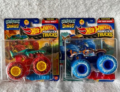 Hot Wheels Monster Trucks Sharks VS Dinos Mega WREX Tiger Shark Bundle 2025 NEW