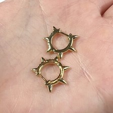 Gold Tone Mini Hoop Huggie Rhinestone Spiked Pierced Earrings Punk Rock Gift Box