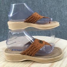 Estephany Sandals Womens 39 Casual Flip Flop Low Heels Brown Leather Slip On