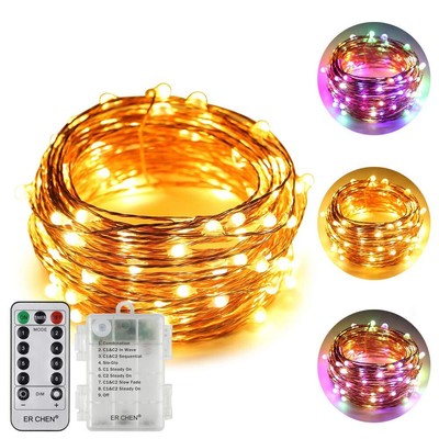 ErChen Batteriebetriebene Zweifarbige Led Lichterketten 33 FT 10M 100 Leds Fa...