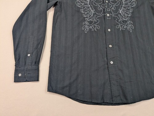 Vintage Y2K Avirex Shirt Adult Medium Black Embroidered Button Up - Picture 7 of 12