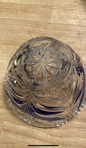 Vtg Anna Hutte Bleikristall 24% Lead Crystal Blue Flash 6” Vase & 4” Candy w/tag - Picture 5 of 9