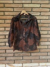 70s black floral button up blouse