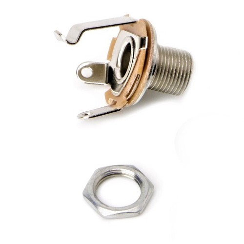 Conector de entrada mono 6,35 mm 1/4" para amplificador de bajo de guitarra eléctrica cromado - Imagen 3 de 3