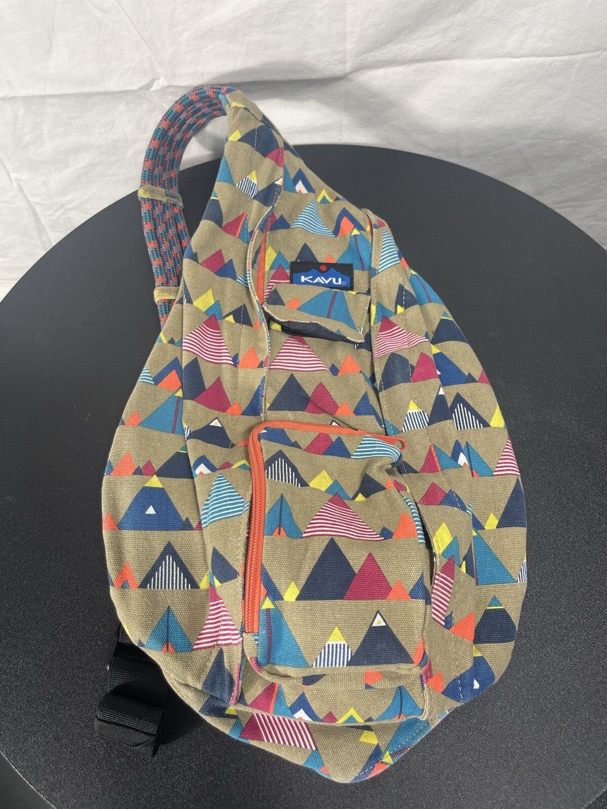 Kavu Rope Bag Retired TeePee Pattern with 2 Pockets & Zippers HTF