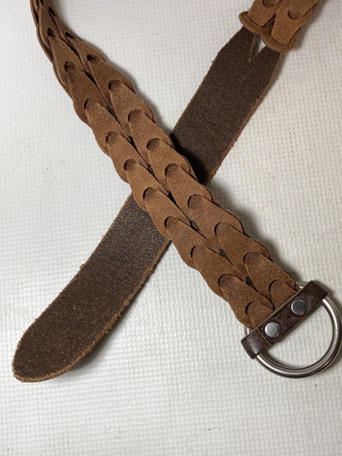 CANDIE's BELT Woven Interlocking Pattern Brown LE… - image 7