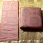 Jim Thompson Set of 5 Silk Square Cloth Coasters 3 7/8" Mauve & Gold in Box GUC — photo 4