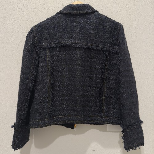Chaqueta Tory Burch Aria Negra Metálica Cuadros Tweed Talla 14 Nueva con Etiquetas - Imagen 10 de 11