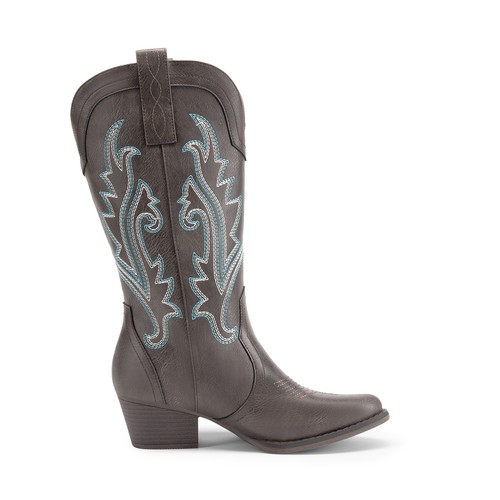 Women Western Mid Calf Boots Pointed Toe Low Heel Cowboy Cowgirls Boots - Picture 25 of 58