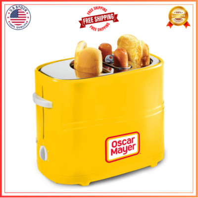 Hot Dog Toaster with Bun Slots & Mini Tongs, Cooks Sausages & Veggie Dogs