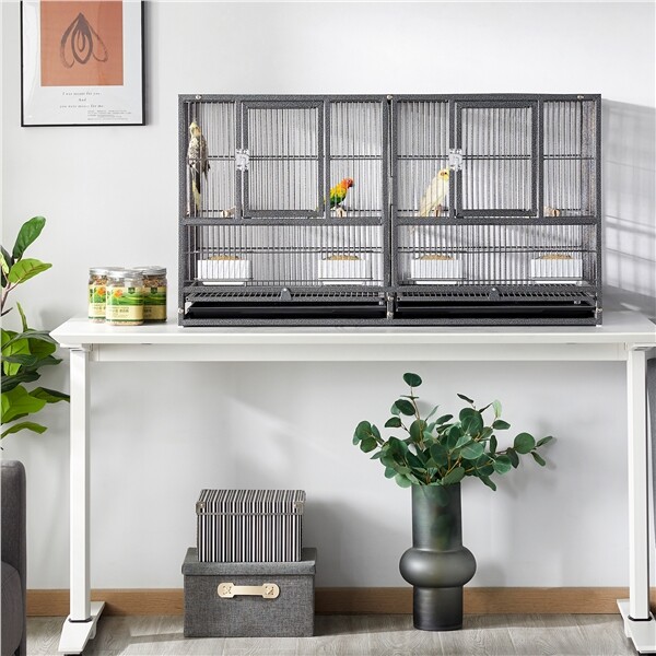 large Breeder Cage Divided Bird Cage Wide Flight Cage for Small Budgies Parrots