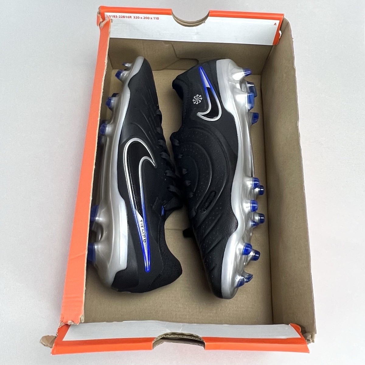 Nike Mens Size 8 Tiempo Legend 10 Pro Firm-Ground Soccer Cleats DV4333-040 Black Nike Tiempo Legend 10 Pro FG Mens Sz 8 Black Blue Soccer  main image 4