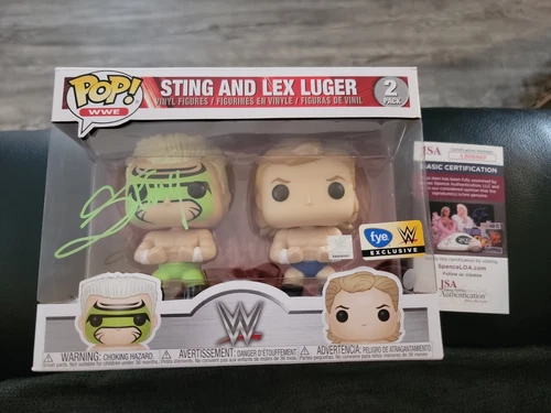 Sting And Lex Luger Funko Pop Signed 2 Pack FYE WWE Exclusive with JSA COA wcw