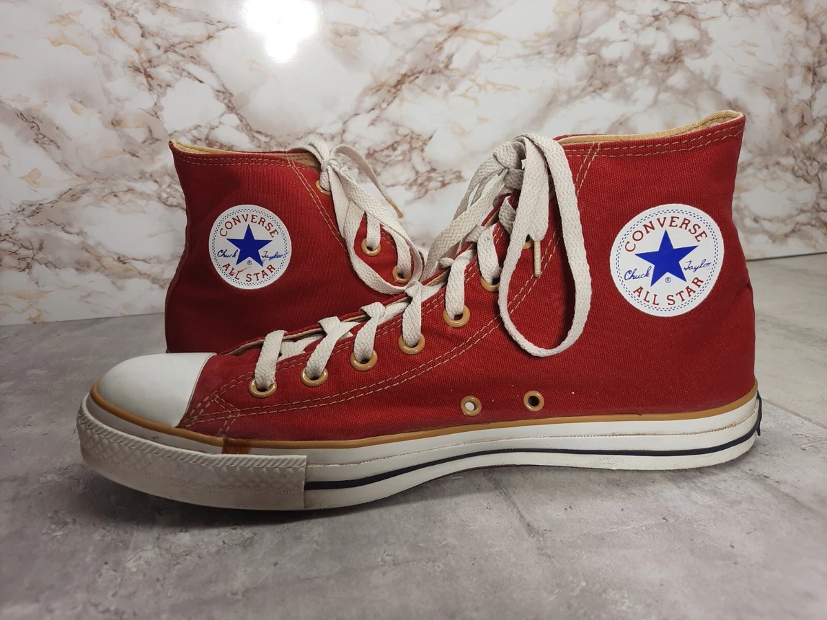 Converse Chuck Taylor All Star High Top Shoes Red w Beige Trim Mens Size 11