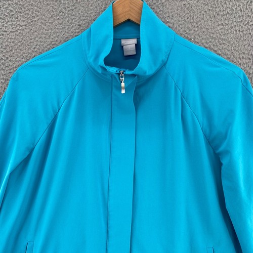 Chicos Jacket Womens 2 US Large Blue Zenergy UPF Mock Collar 3/4 Balloon Sleeve - Picture 2 of 10