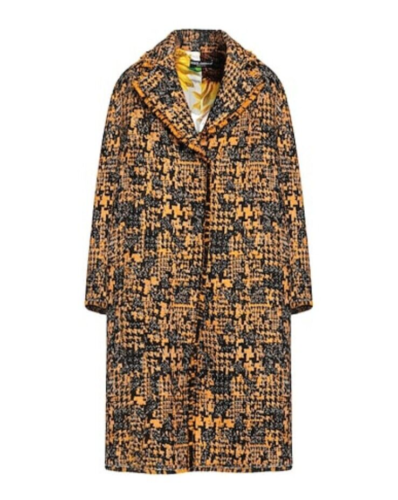 Dolce & Gabbana Tweed Frayed Wool Coat Long Cardigan Yellow XL 46 - Afbeelding 1 van 19