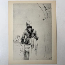 Rembrandt Nurse of Titus Vintage Collotype Art Print 17th Century Dutch Drawing