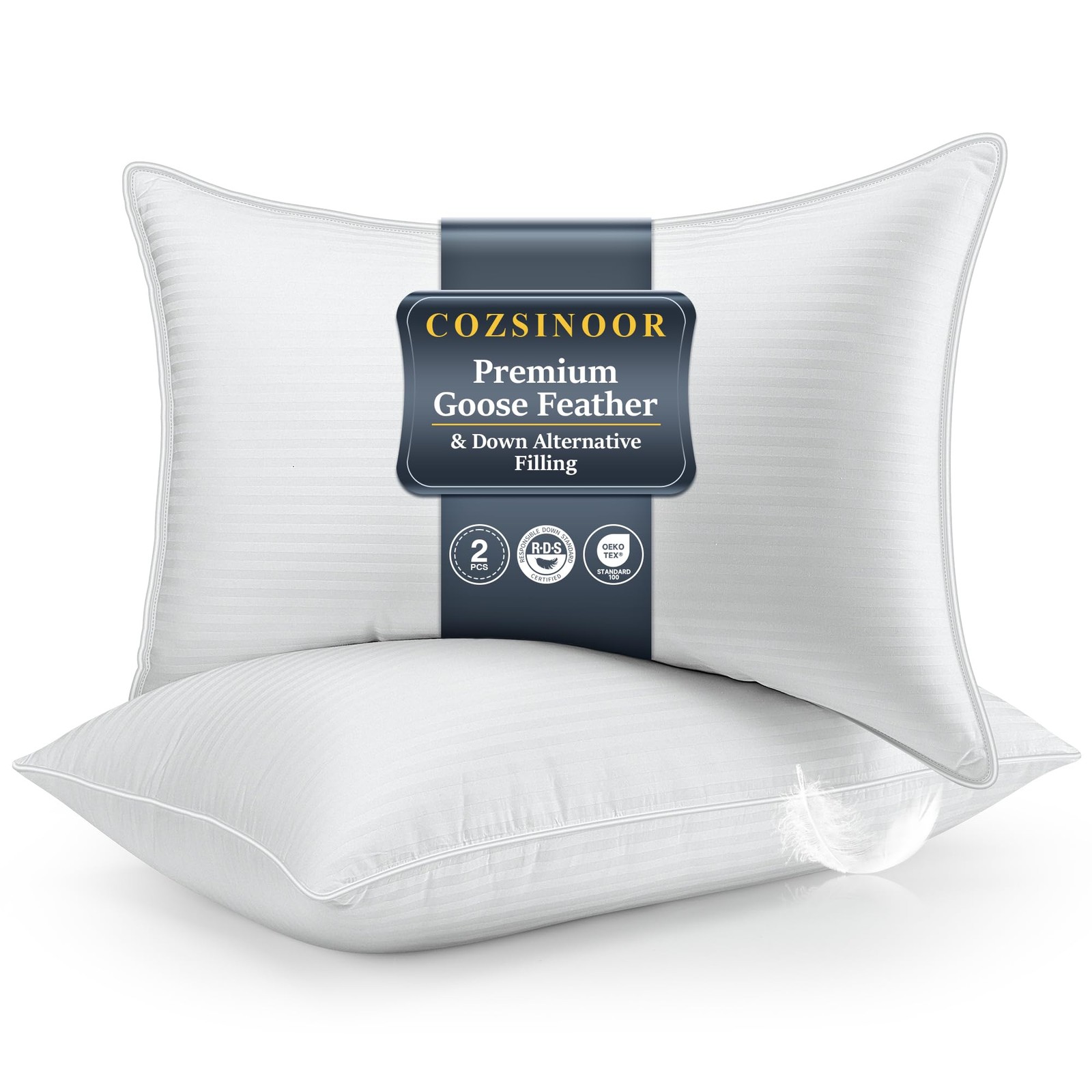 King Size - Set Of 2, Hotel Down Bed Pillow For Sleepin...