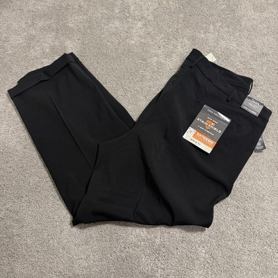 Van Heusen Dress Pants Mens 46x32 Black Big & Tall Stainshield Non Iron  Stretch | eBay