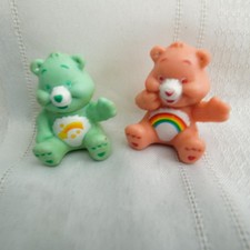 Vintage Care Bears Mini Figures Lot Wish Bear Cheer Bear Rainbow PVC Toys