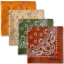 Premium Soft Cotton Bandanas Pack for Men and Women Pack of 4 Earthy Essentials