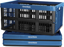 Collapsible Utility Crates, Ocean, 3 Pack, 45L/11 Gal, 66 Lbs Capacity, Stackabl