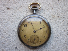 OROLOGIO DA TASCA MECCANICO CARICA MANUALE CASSA ACIER CIPOLLA X TASCHINO ANTICO