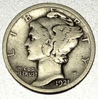 1921-P Mercury Dime 10c Key Date VG Very Good 90% Silver - 2374