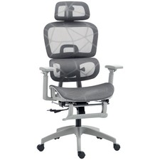 HOMCOM Ergonomic Swivel Office Chair Computer Chair with 3D Armrest, Grey