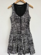 Proenza Schouler Dress 4 Black White Tweed A Line Sleeveless Scoop Neck