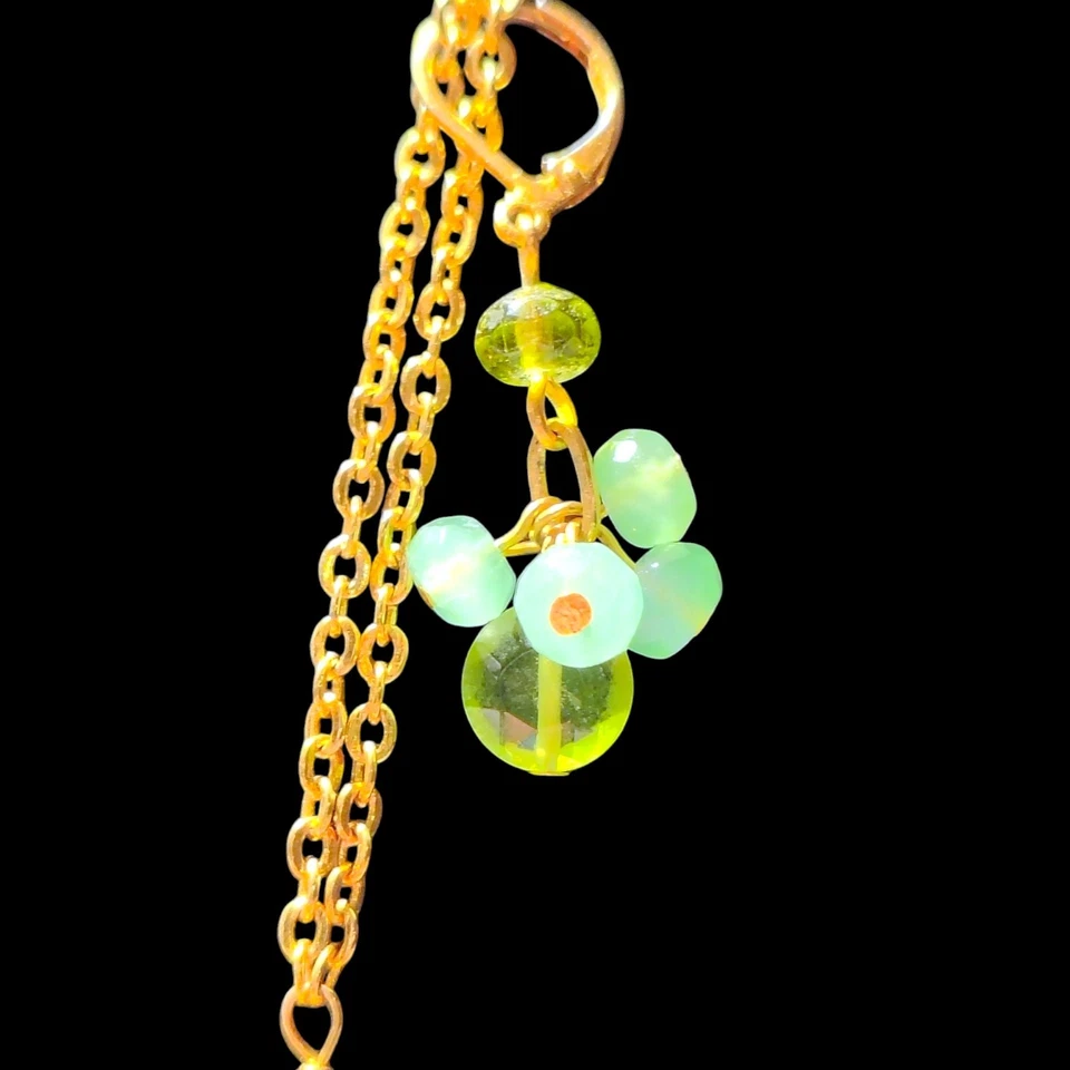 Cookie Lee Gold Green And Light Teal 30" Necklace & Shepherds Hook Earrings Set  - Image 3 of 4