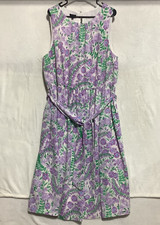 Talbots Plus Dress 16 W Floral Maxi Cottage Modest Boho Lined Sleeveless w/ Belt