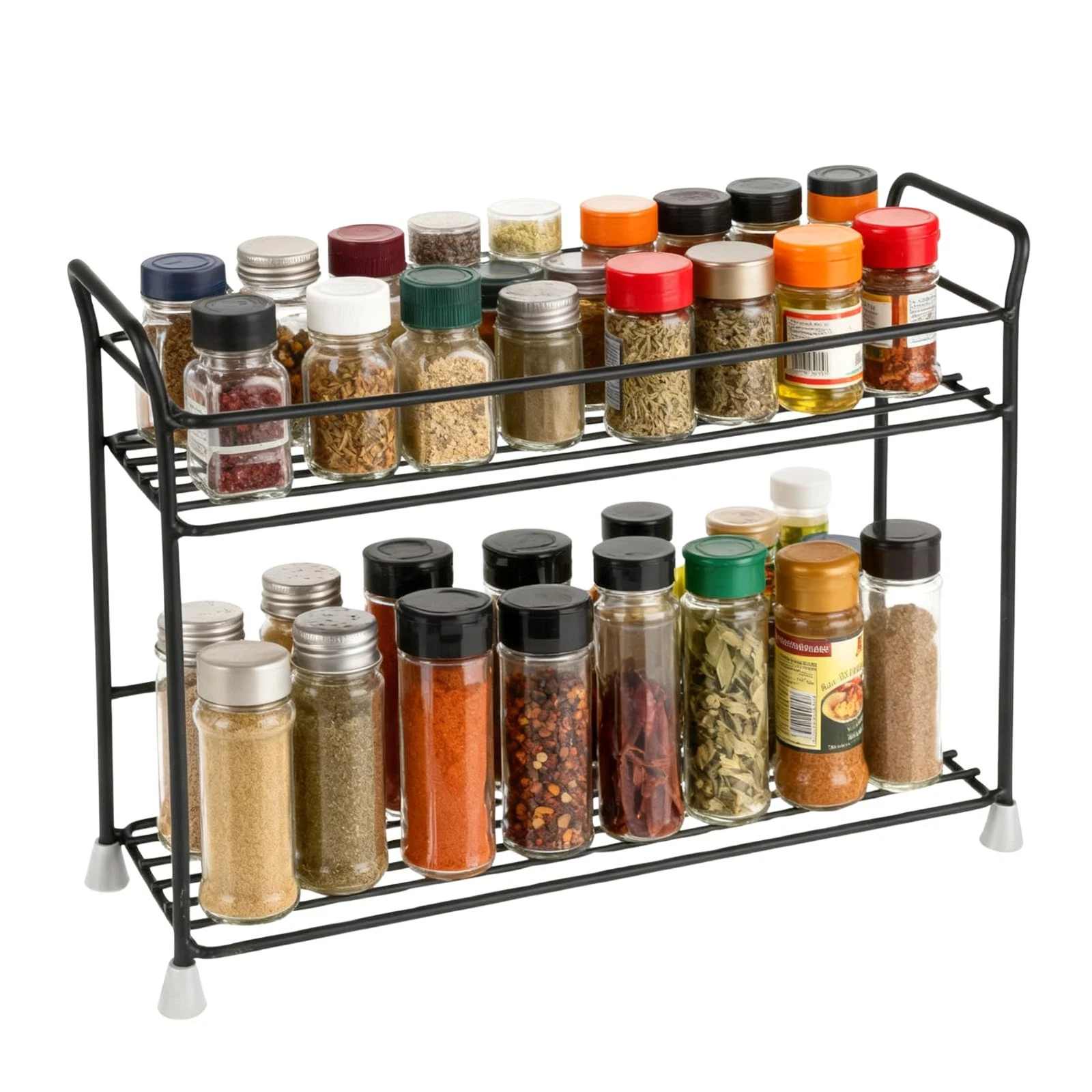 2 Tier Spice Rack Organizer for Countertop Sturdy Metal Standing Spice Storag...