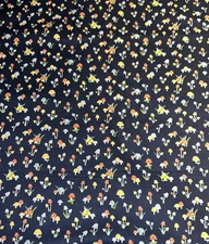 2 Yards Mushroom Toadstool On Navy Cotton Quilting Fabric Hi-Fashion Joann