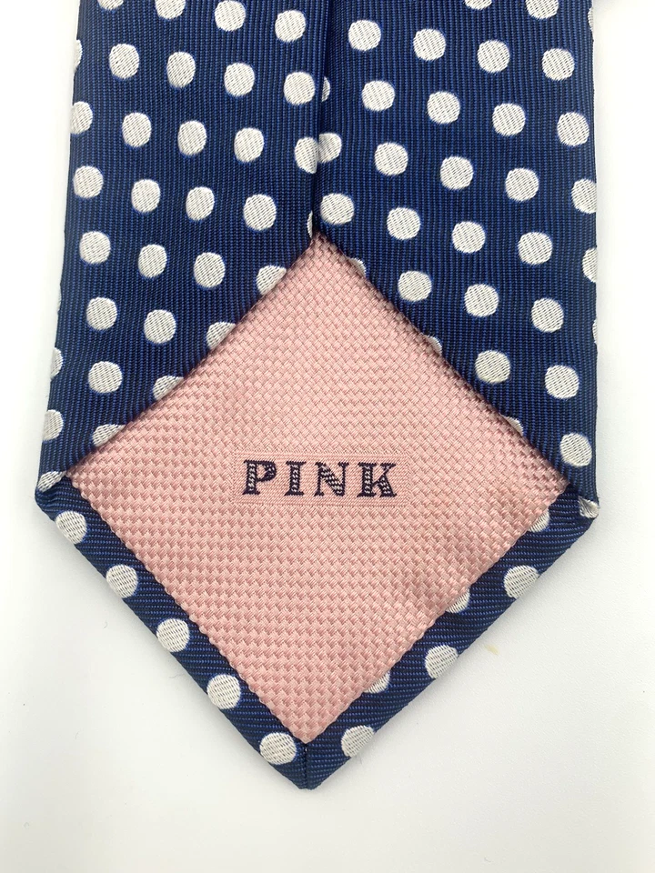 Corbata Thomas Rosa Para Hombre 100% Seda Hecha en Inglaterra Tejido Lunares Diseño 59.5"L Foto 4 de 4
