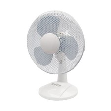 Q-Connect 12 Inch 305mm Oscillating Desk Fan White 3 Speed Office Home KF00405